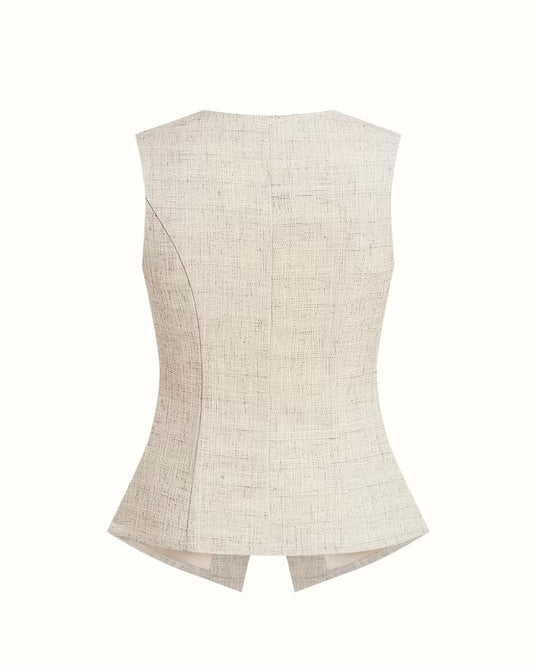 Light Weight Textured Vest - Apricot