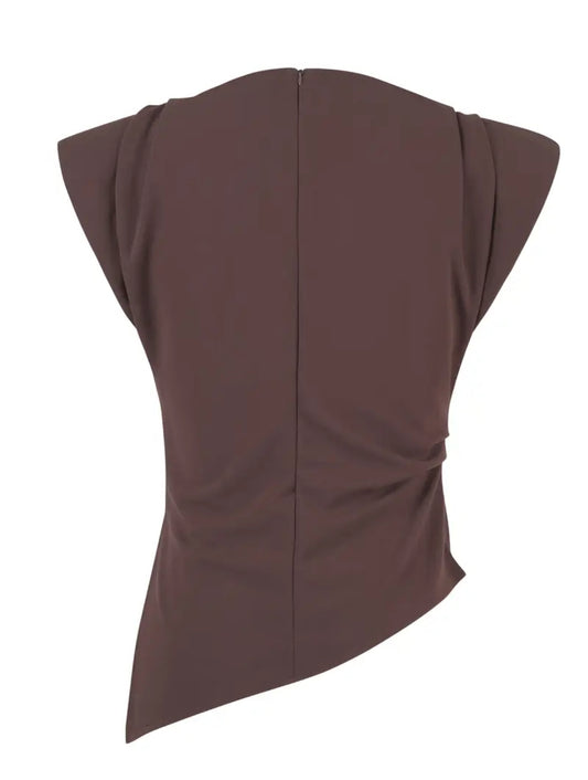 Asymmetrical Padded Top - Coffee - Medium