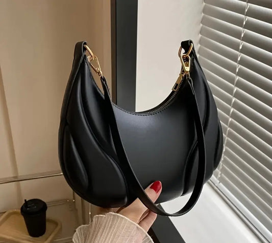 French Shoulder Bag - Black