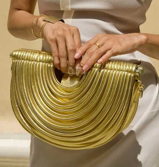 Fashionable Party Handbag - Gold