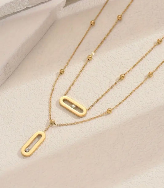 Elegant Double Layer Necklace - Golden