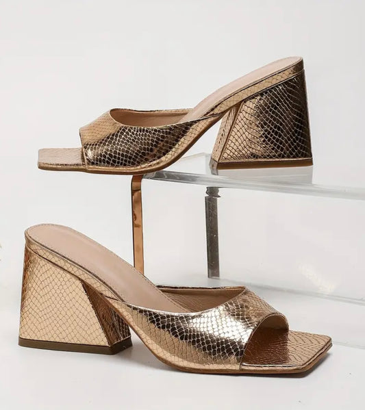 Metallic Textured Mules