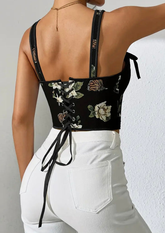 Printed Printed Corset - Black - Medium