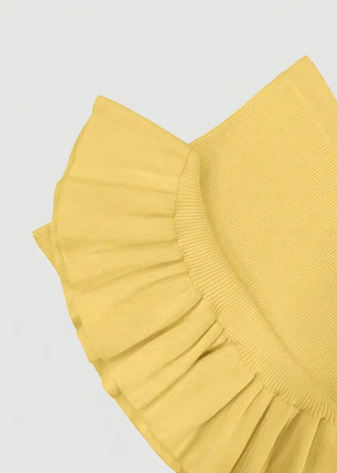 Mermaid Ribbed Vest & Skirt Set - Pastel Yellow - size XS