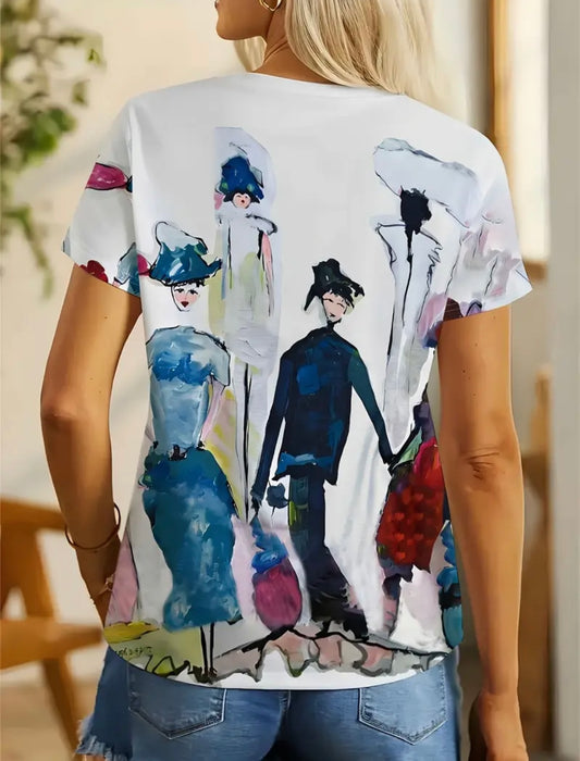 Silhouettes Oil Painting Tee - White