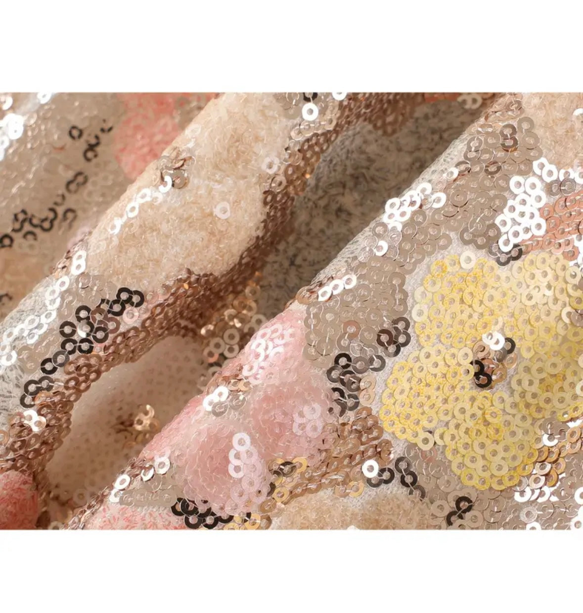 Midi A-Line Floral Sequin Skirt - Dust Pink - size M & L