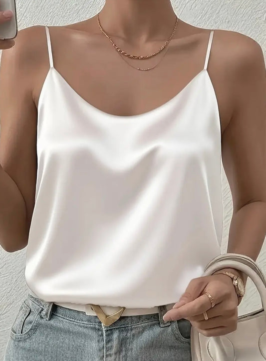 Silky Sateen Camisole with Spaghetti Straps - size M