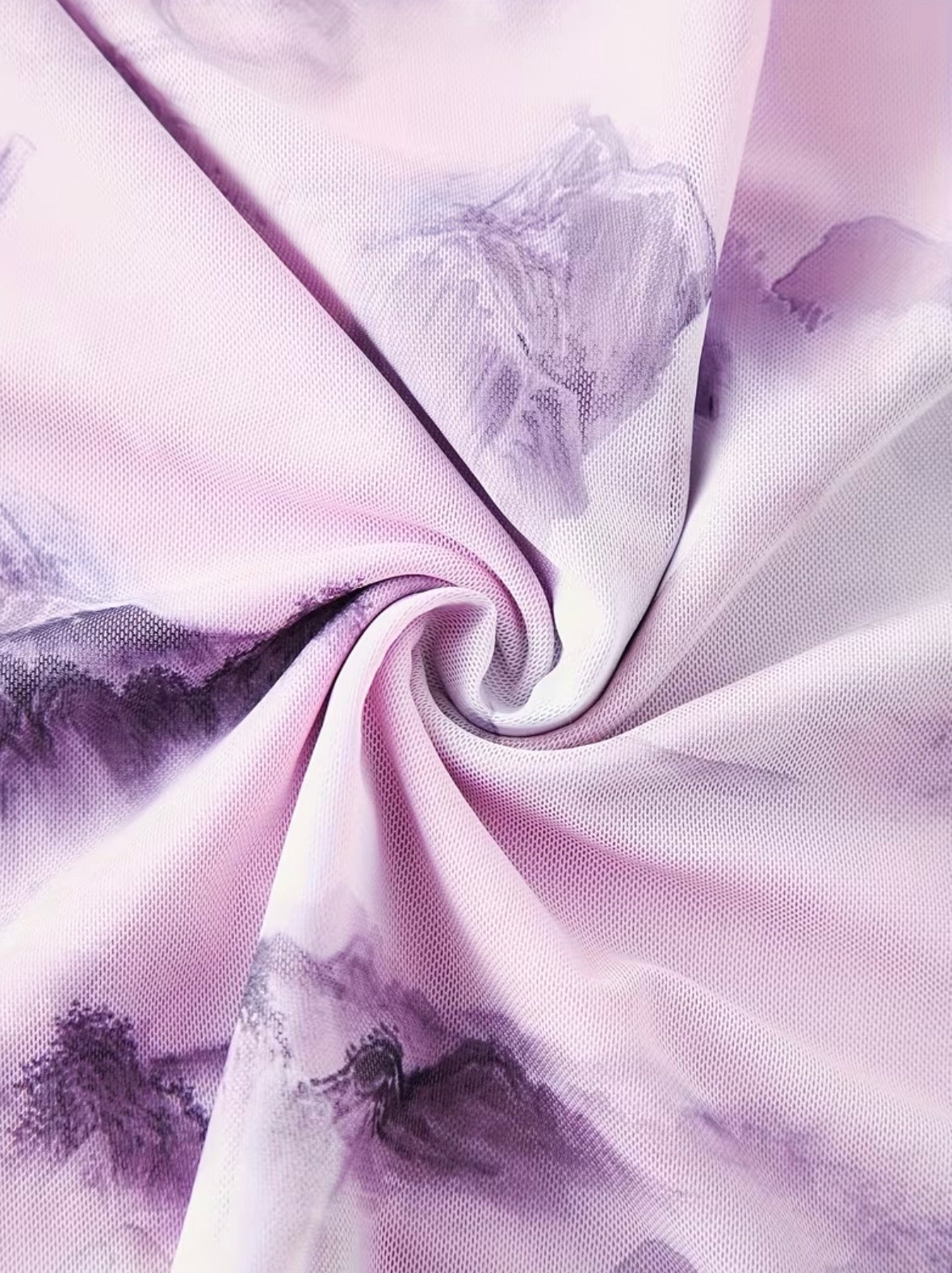 Mountain Print Mesh Dress - Purple