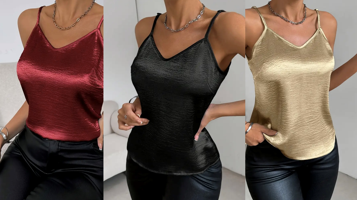 V-Neck Crepe Sateen Camisole