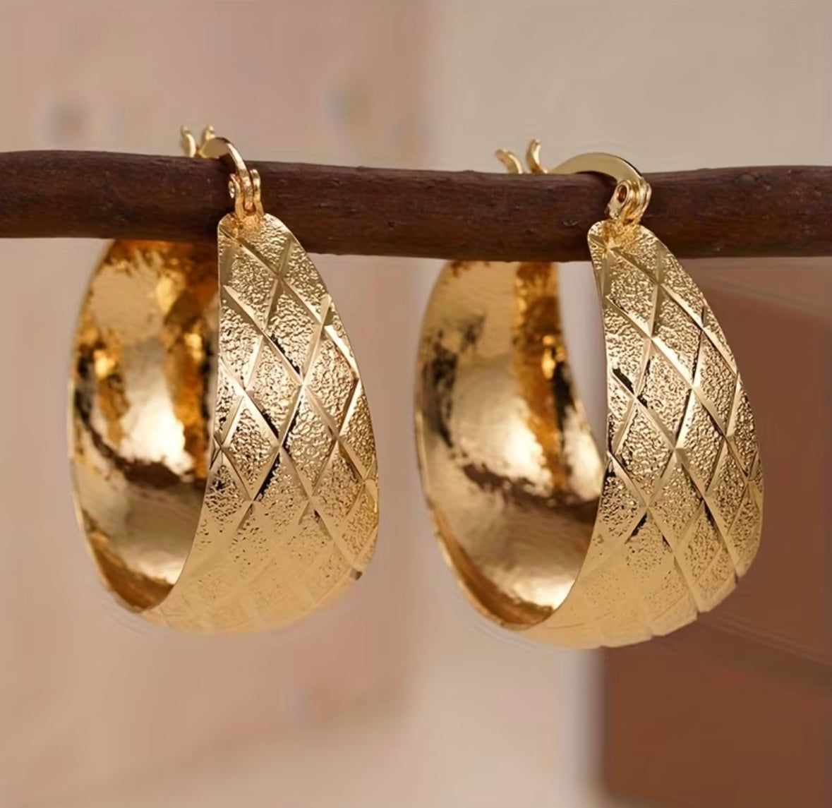 Rhombus Hoop Earrings - Gold