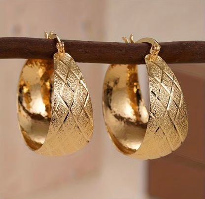 Rhombus Hoop Earrings - Gold