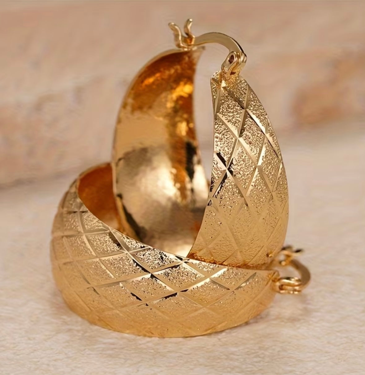 Rhombus Hoop Earrings - Gold