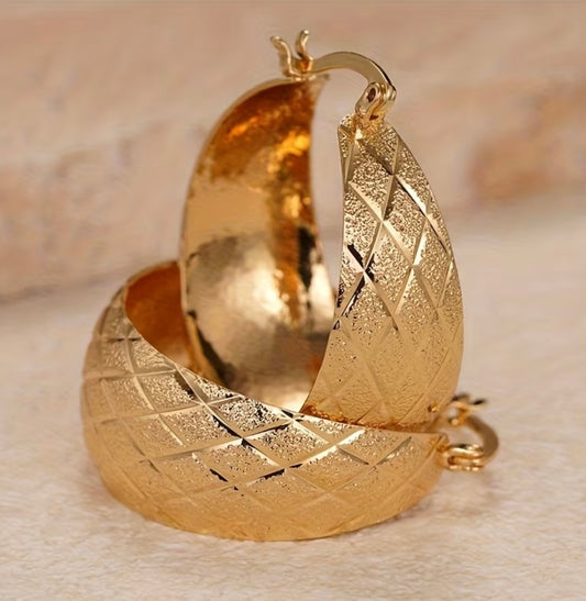 Rhombus Hoop Earrings - Gold