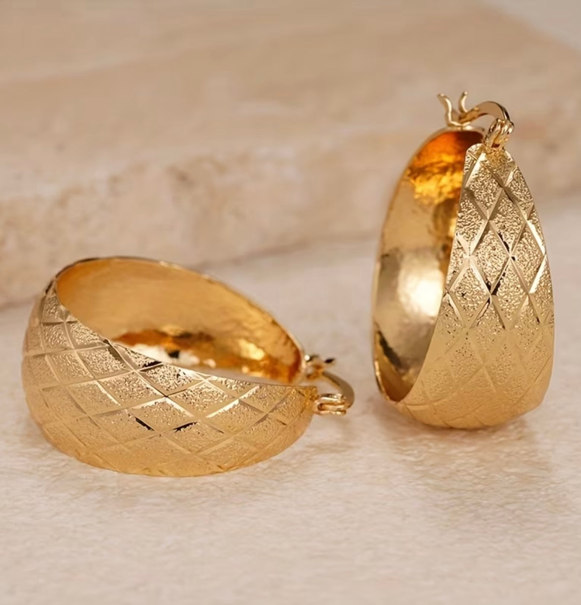 Rhombus Hoop Earrings - Gold