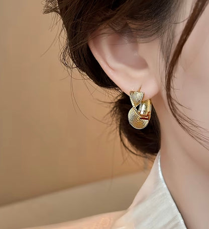 Ribbon Hoop Earrings - Gold
