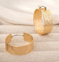 Round Shaped Hamered Hoop Earrings - Gold
