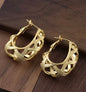Hollow Carved Earrings - Gold
