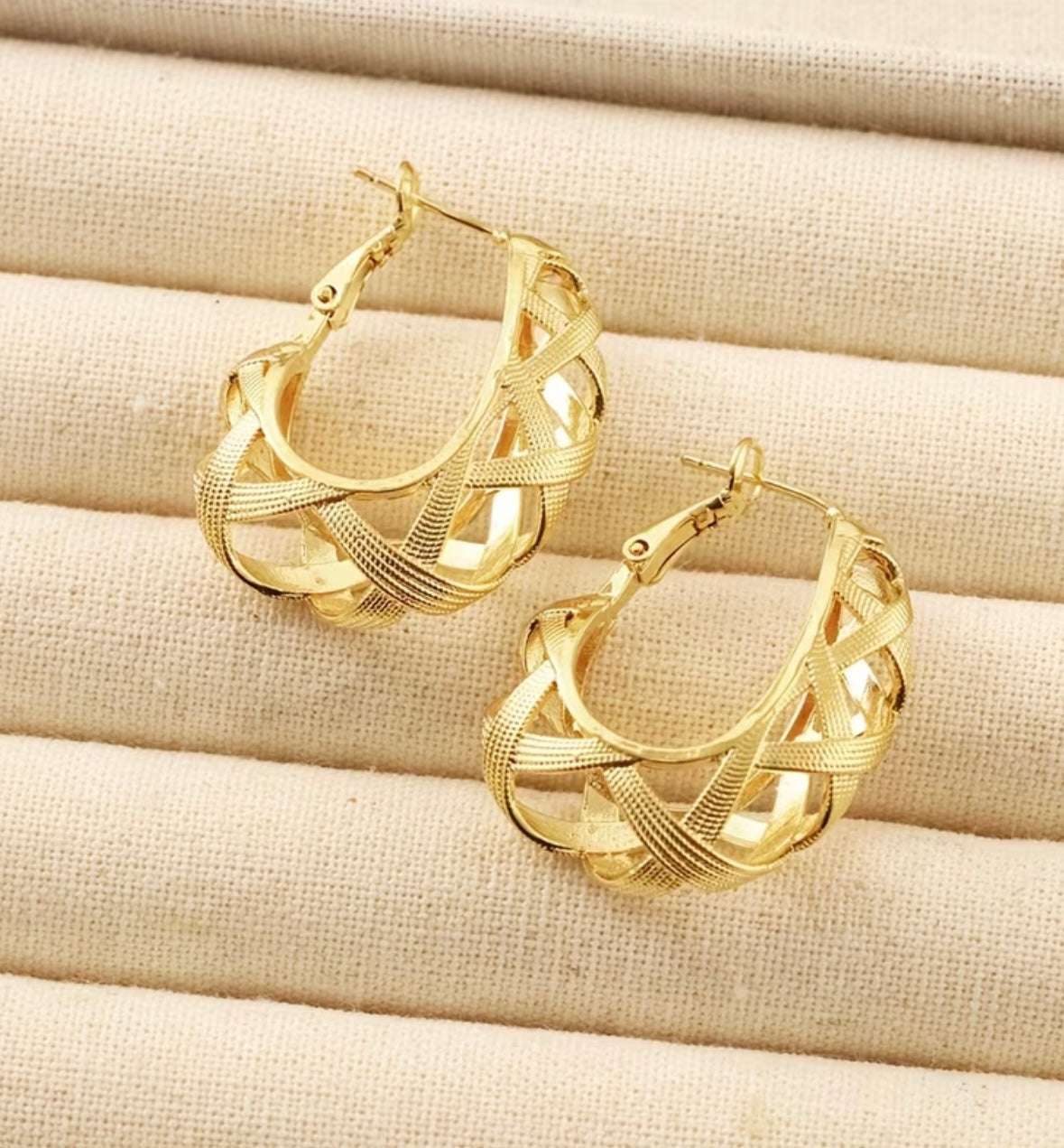Hollow Carved Earrings - Gold