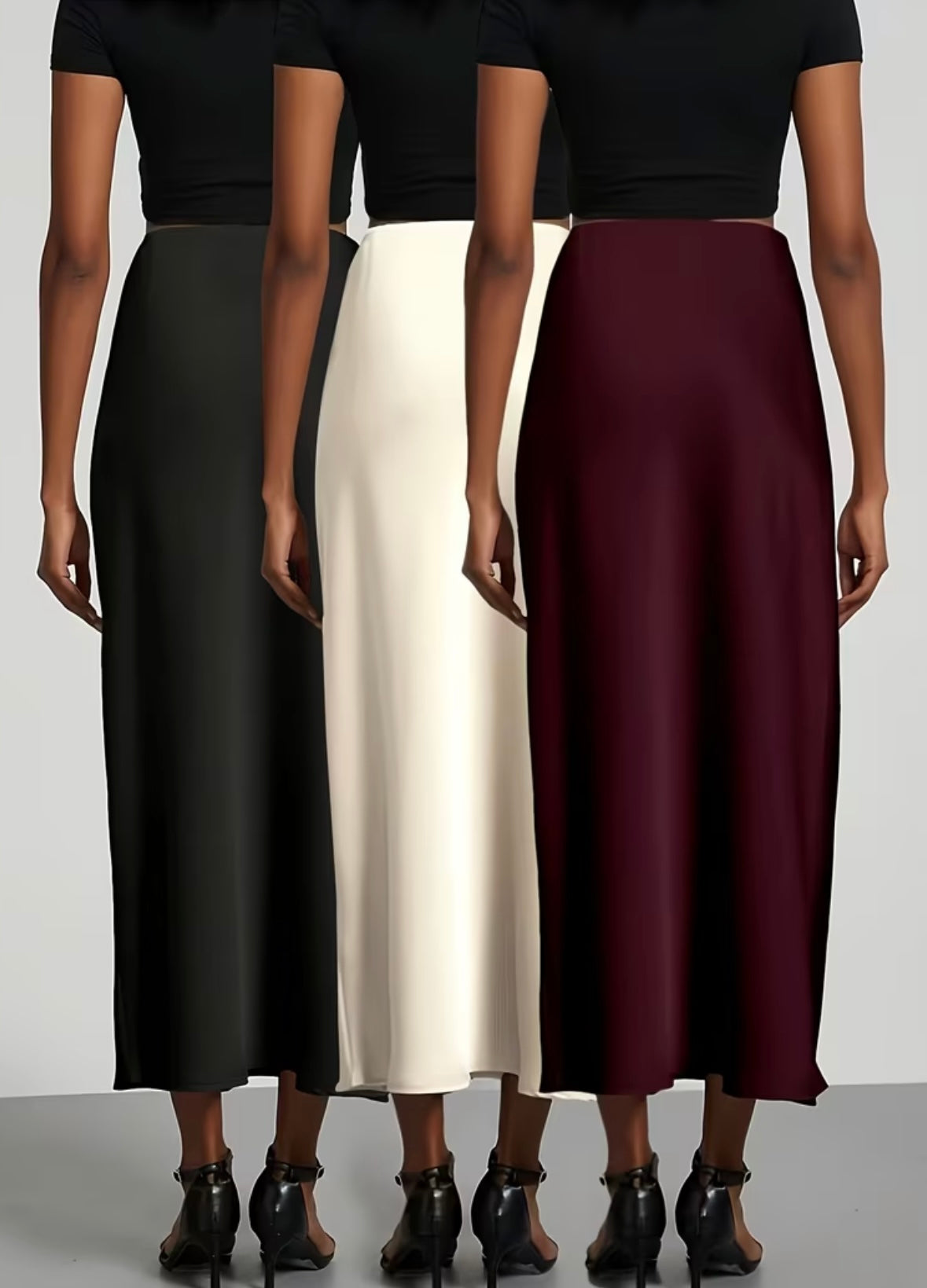 Minimalist A-Line Satin Skirt - 3 colors