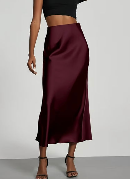 Minimalist A-Line Satin Skirt - 3 colors
