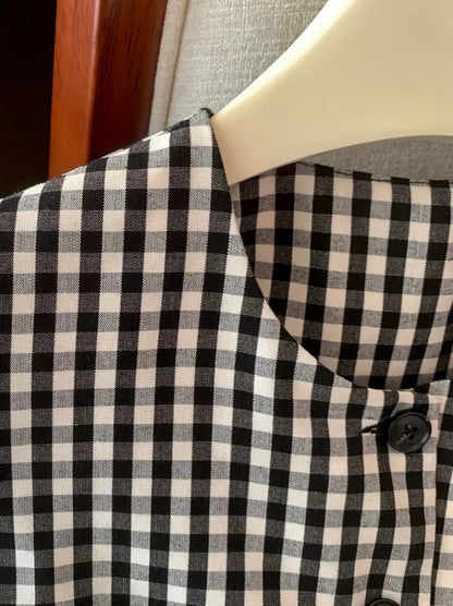 Light Weight Checked Vest - Black