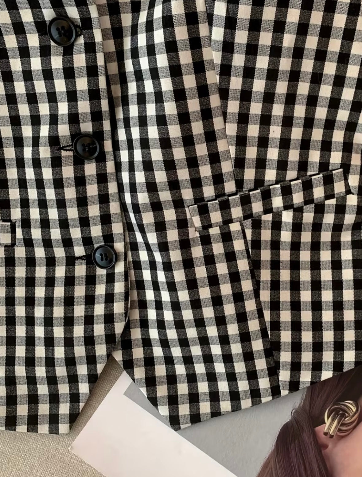 Light Weight Checked Vest - Black