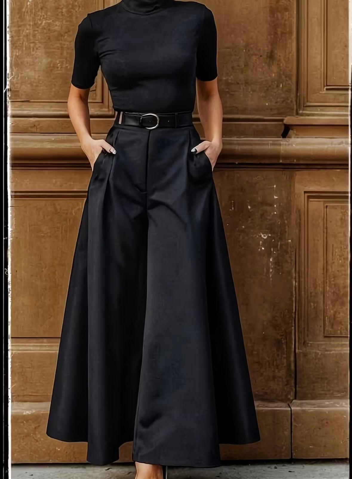 Korean Wide-Leg Pants - Black