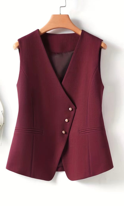 Plain Wrap-Over Vest - 2 colors