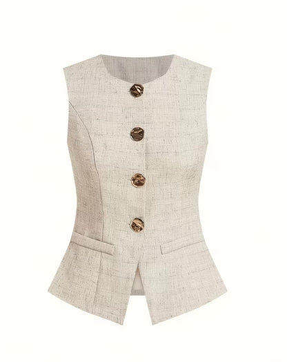 Light Weight Textured Vest - Apricot