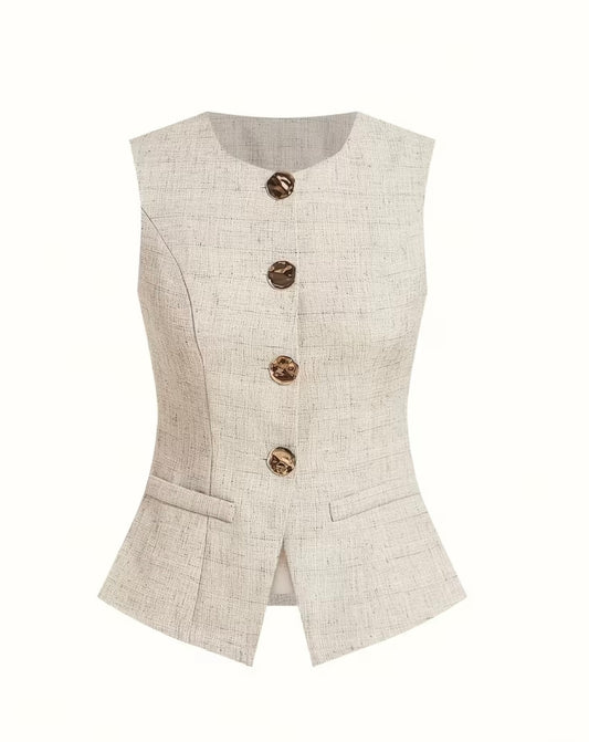 Light Weight Textured Vest - Apricot