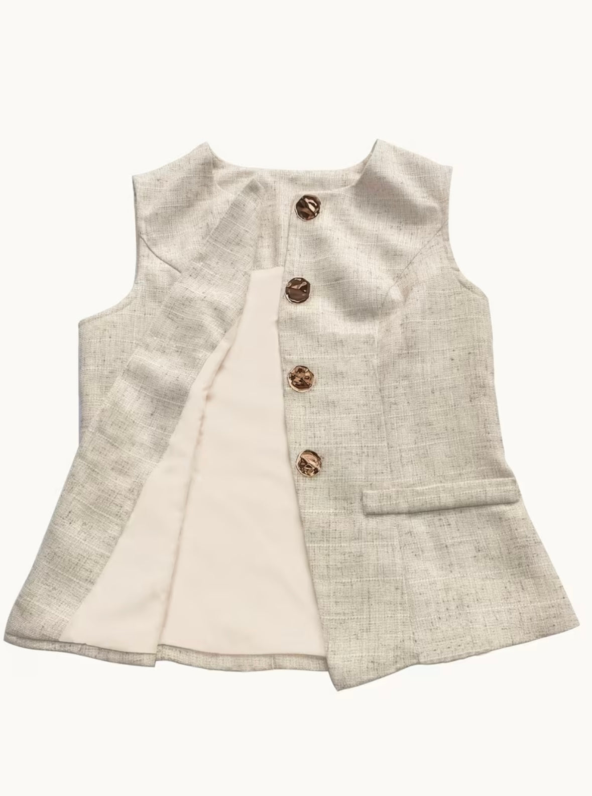 Light Weight Textured Vest - Apricot