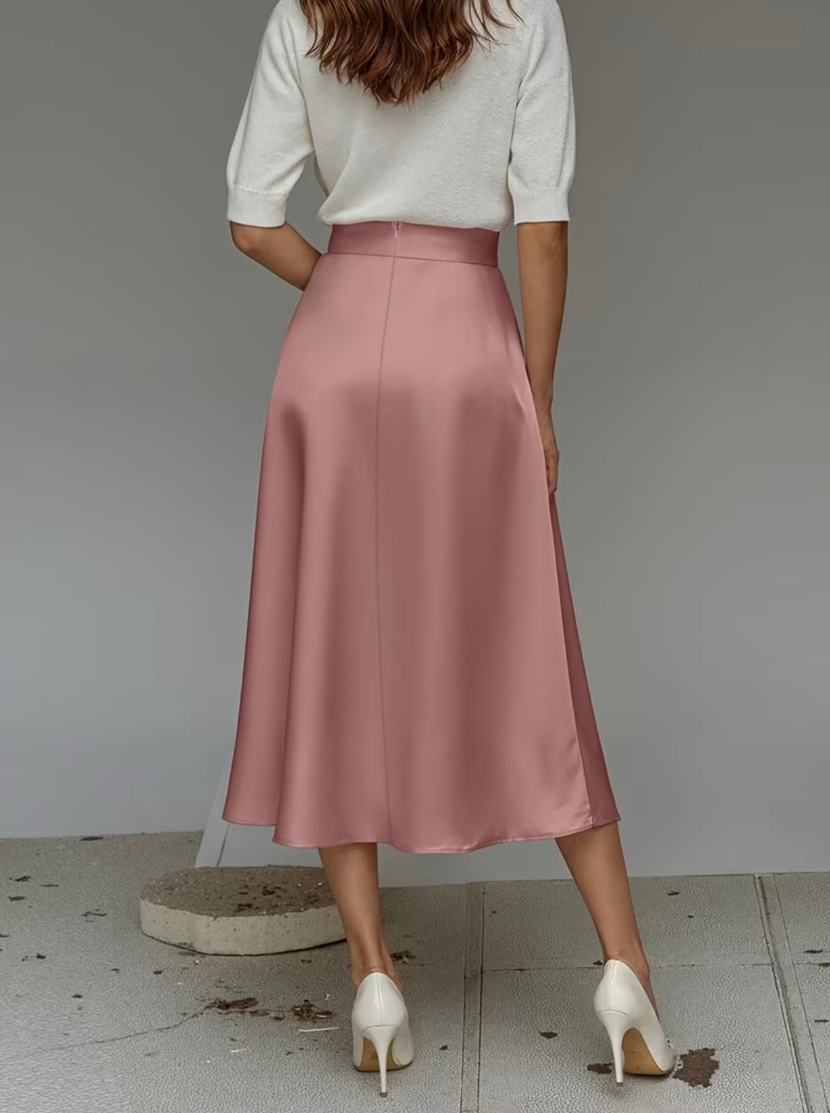 Midi Flared Satin Skirt with pockets - 5 colors