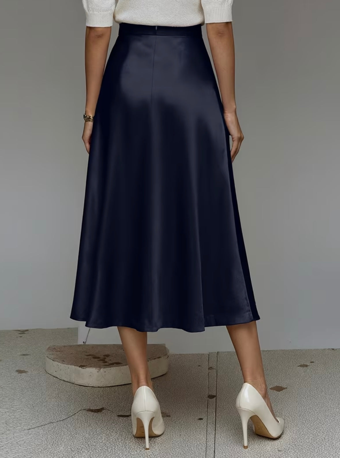 Midi Flared Satin Skirt with pockets - 5 colors