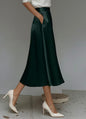 Midi Flared Satin Skirt with pockets - 5 colors