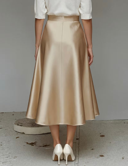 Midi Flared Satin Skirt with pockets - 5 colors