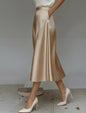 Midi Flared Satin Skirt with pockets - 5 colors