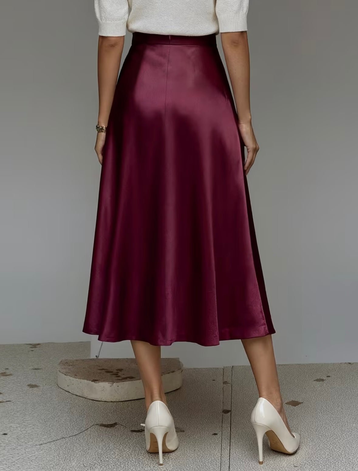 Midi Flared Satin Skirt with pockets - 5 colors