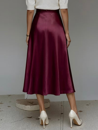 Midi Flared Satin Skirt with pockets - 5 colors