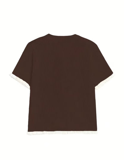 Short Sleeve Ruffle Detailed Top - 3 colors