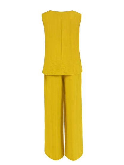 Sleeveless Loose wear Cord Set - 4 colors