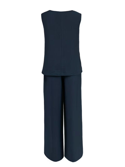 Sleeveless Loose wear Cord Set - 4 colors