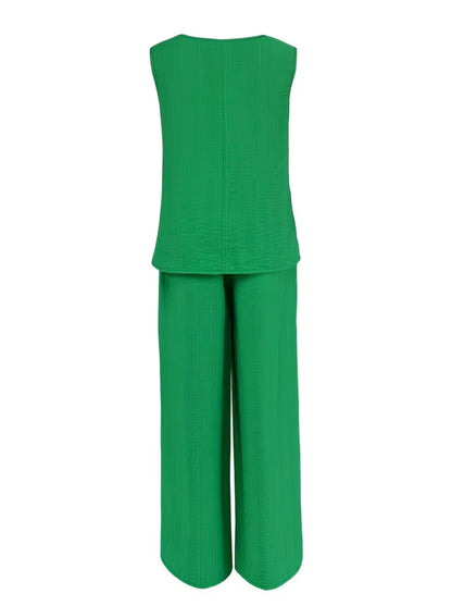 Sleeveless Loose wear Cord Set - 4 colors