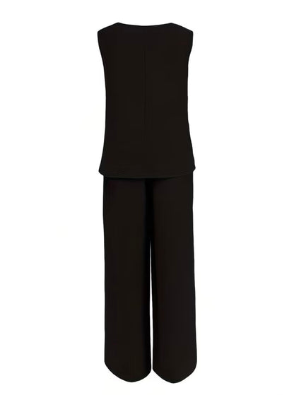 Sleeveless Loose wear Cord Set - 4 colors