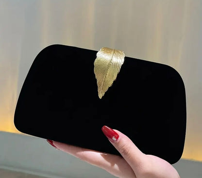 Golden Leaf Clutch - Black