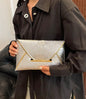 Crocodile Embossed Envelope Purse - Silver