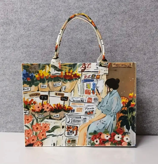 Floral Oil Painting Tote Bag