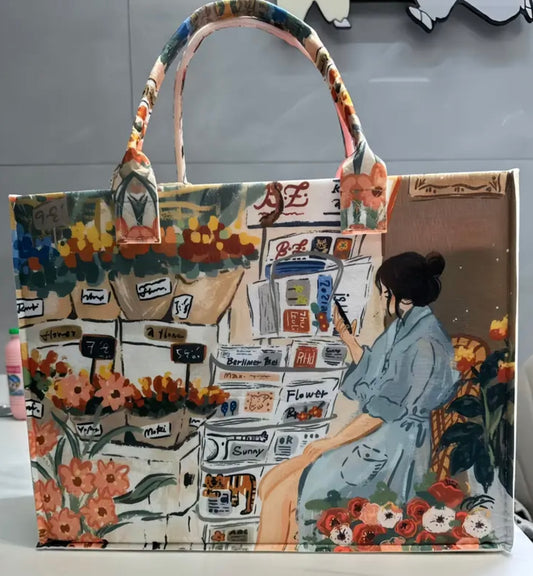 Floral Oil Painting Tote Bag
