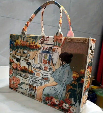 Floral Oil Painting Tote Bag