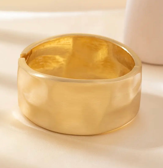 Wide Geometric Cuff Bracelet - Golden
