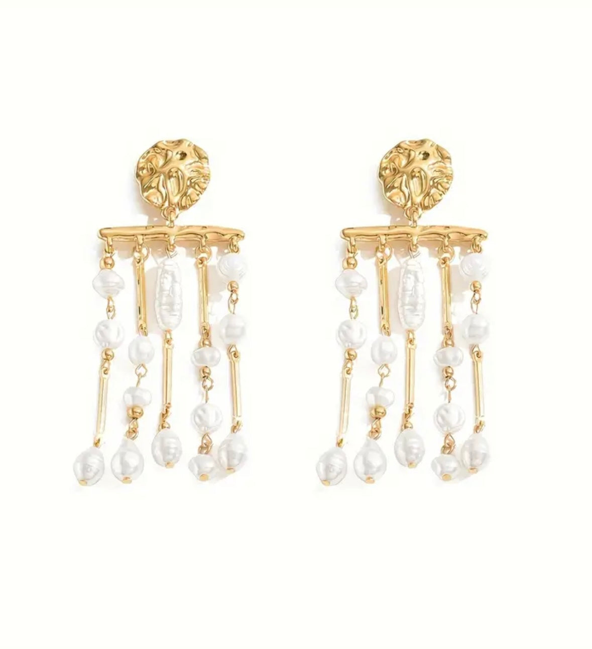 Pearl Drop Dangle Earrings - Golden